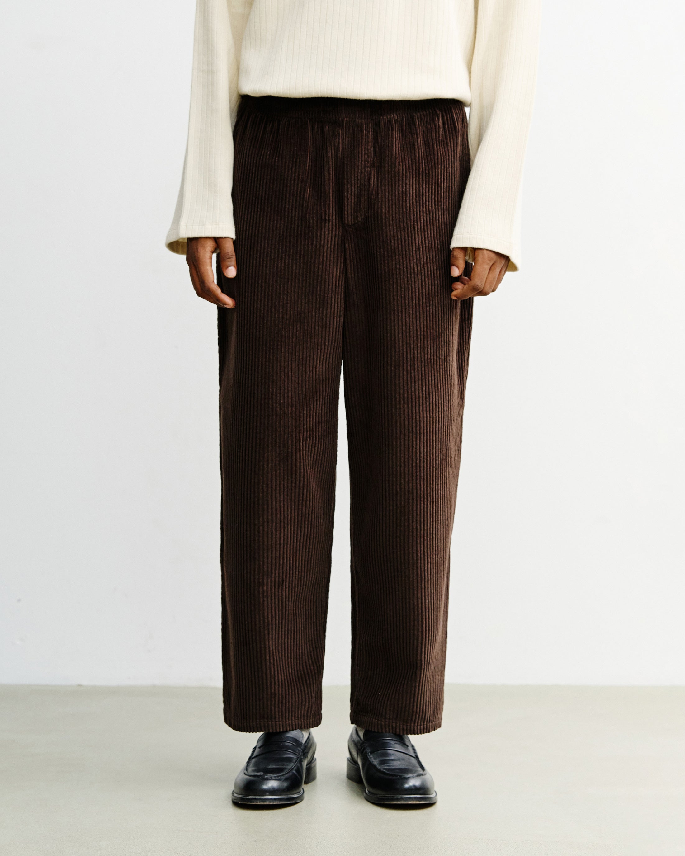 Wide Organic Cotton Corduroy Trousers - Brown