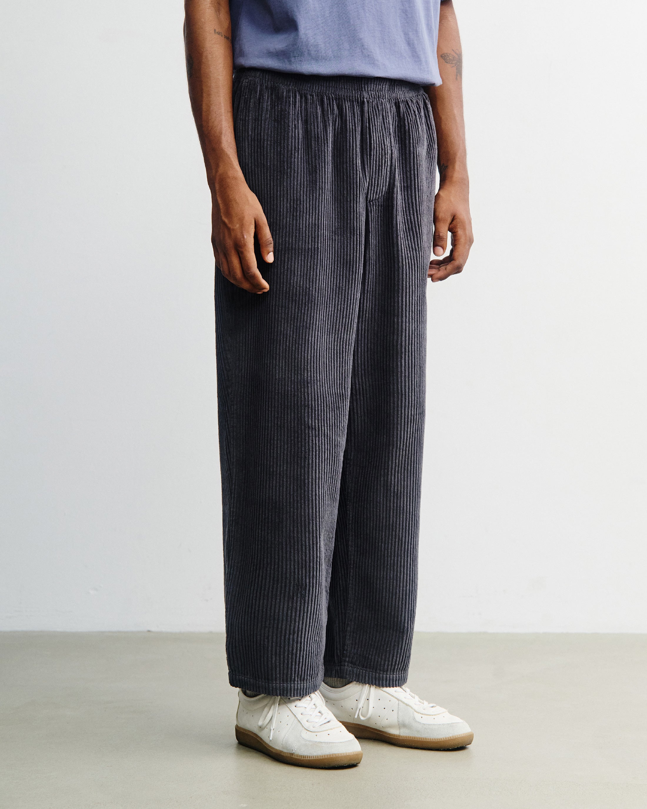 Wide Organic Cotton Corduroy Trousers - Anthracite