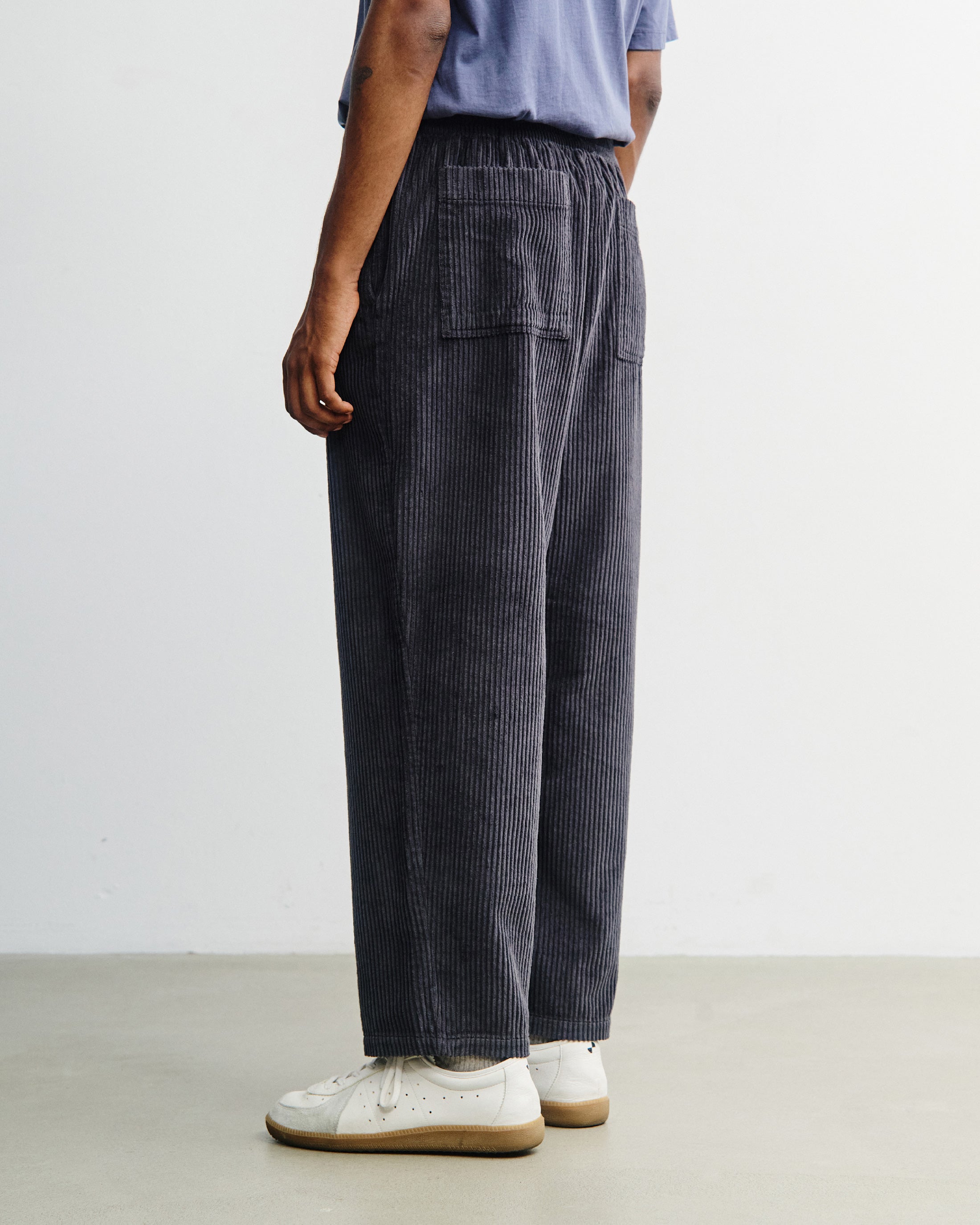Wide Organic Cotton Corduroy Trousers - Anthracite