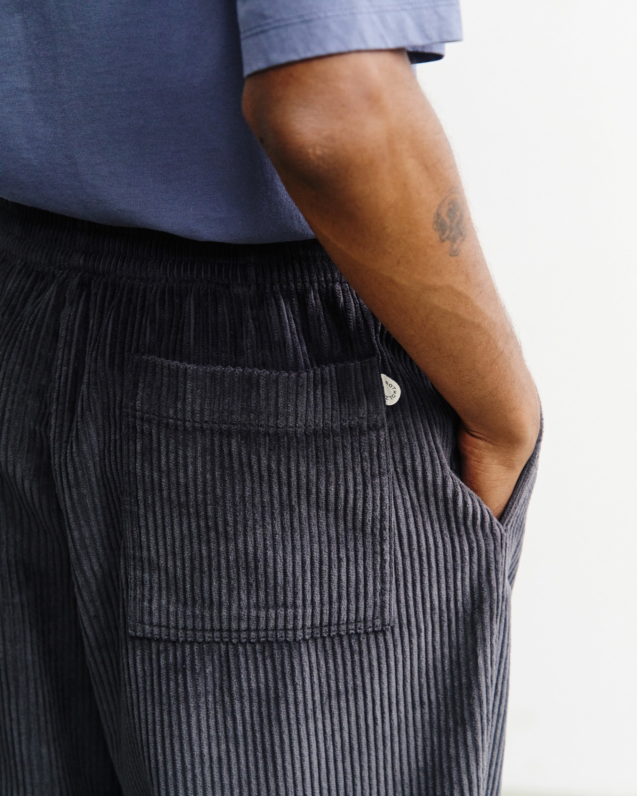 Wide Organic Cotton Corduroy Trousers - Anthracite