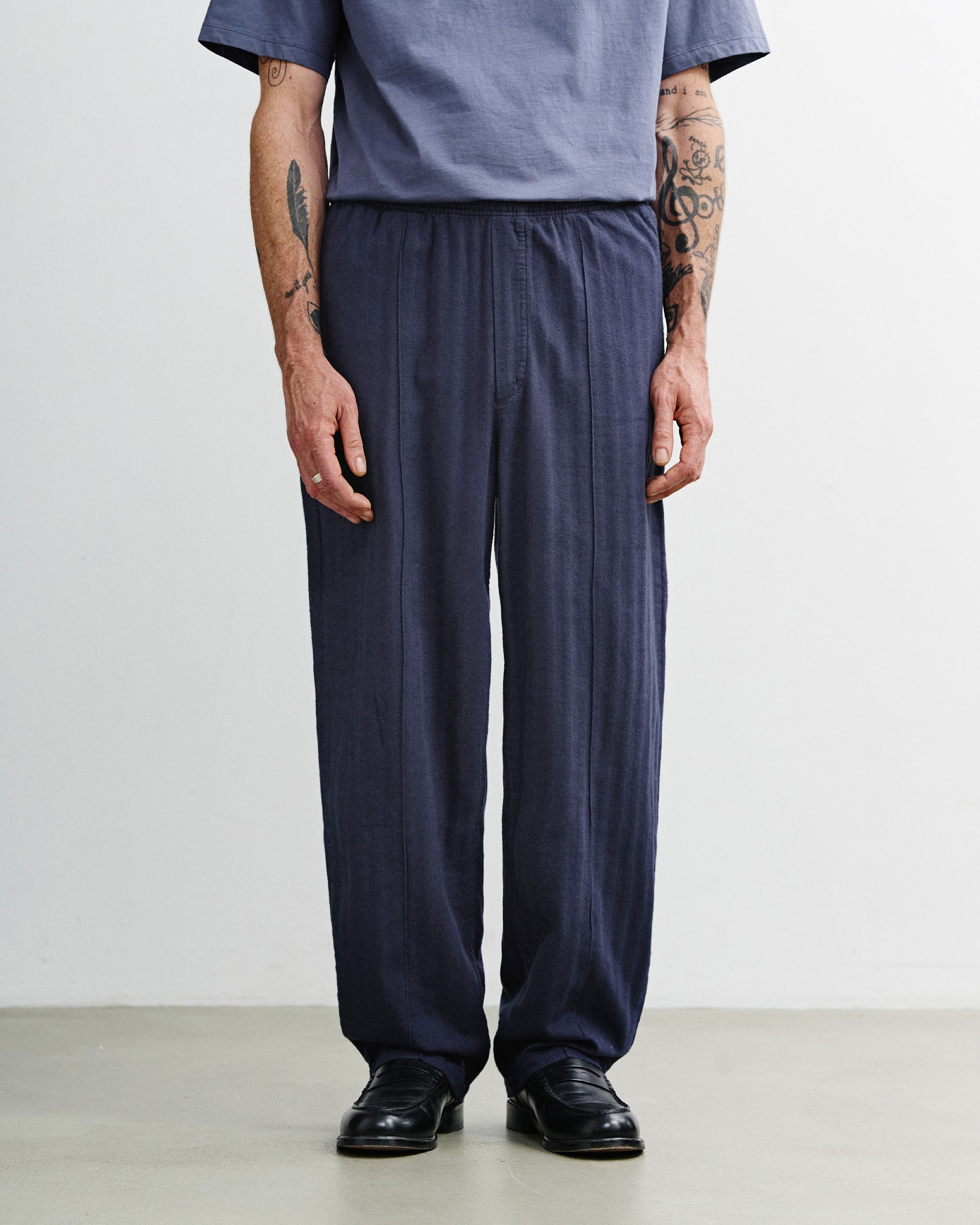 Wide Pleated Trousers Organic Cotton - Blue