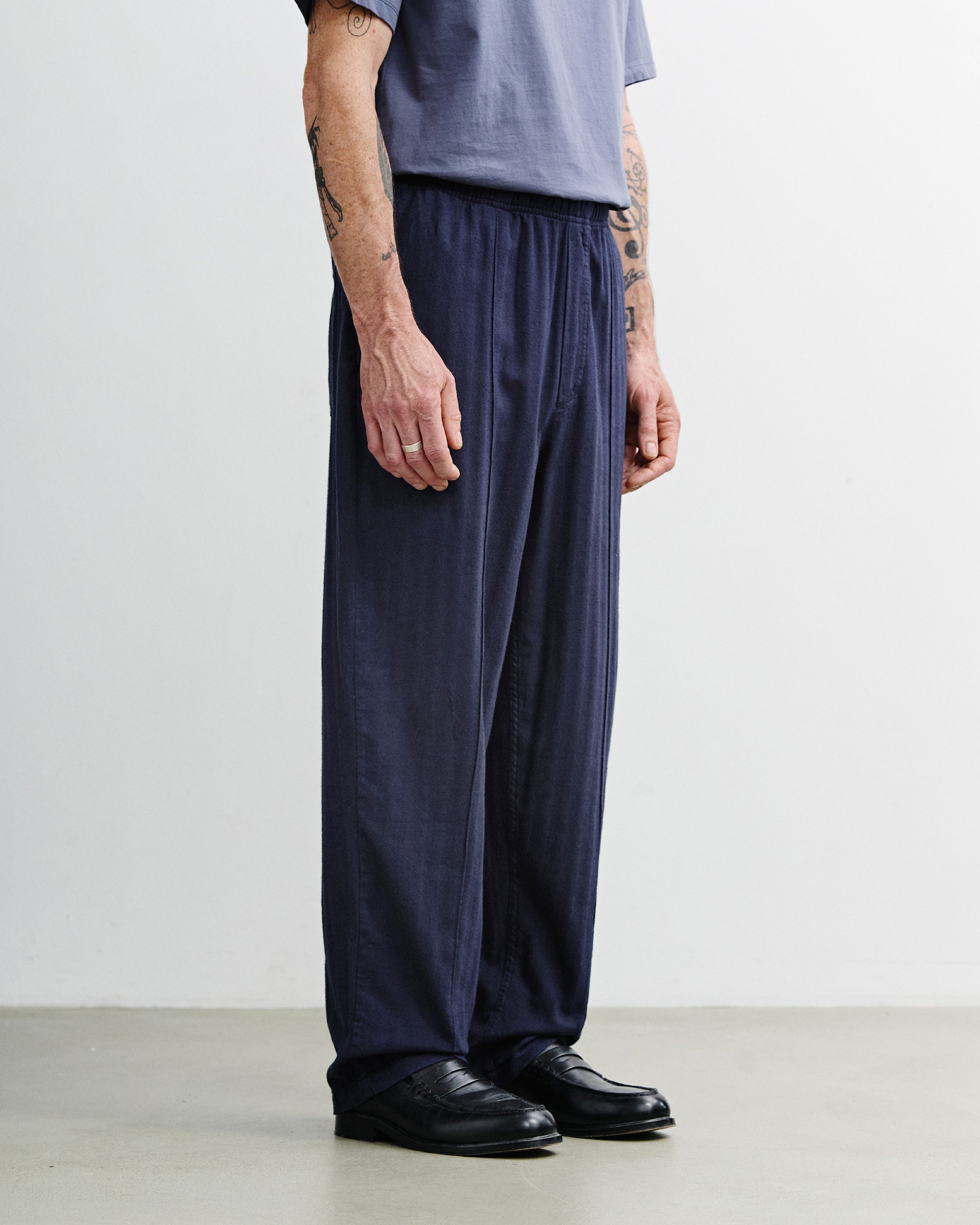 Wide Pleated Trousers Organic Cotton - Blue