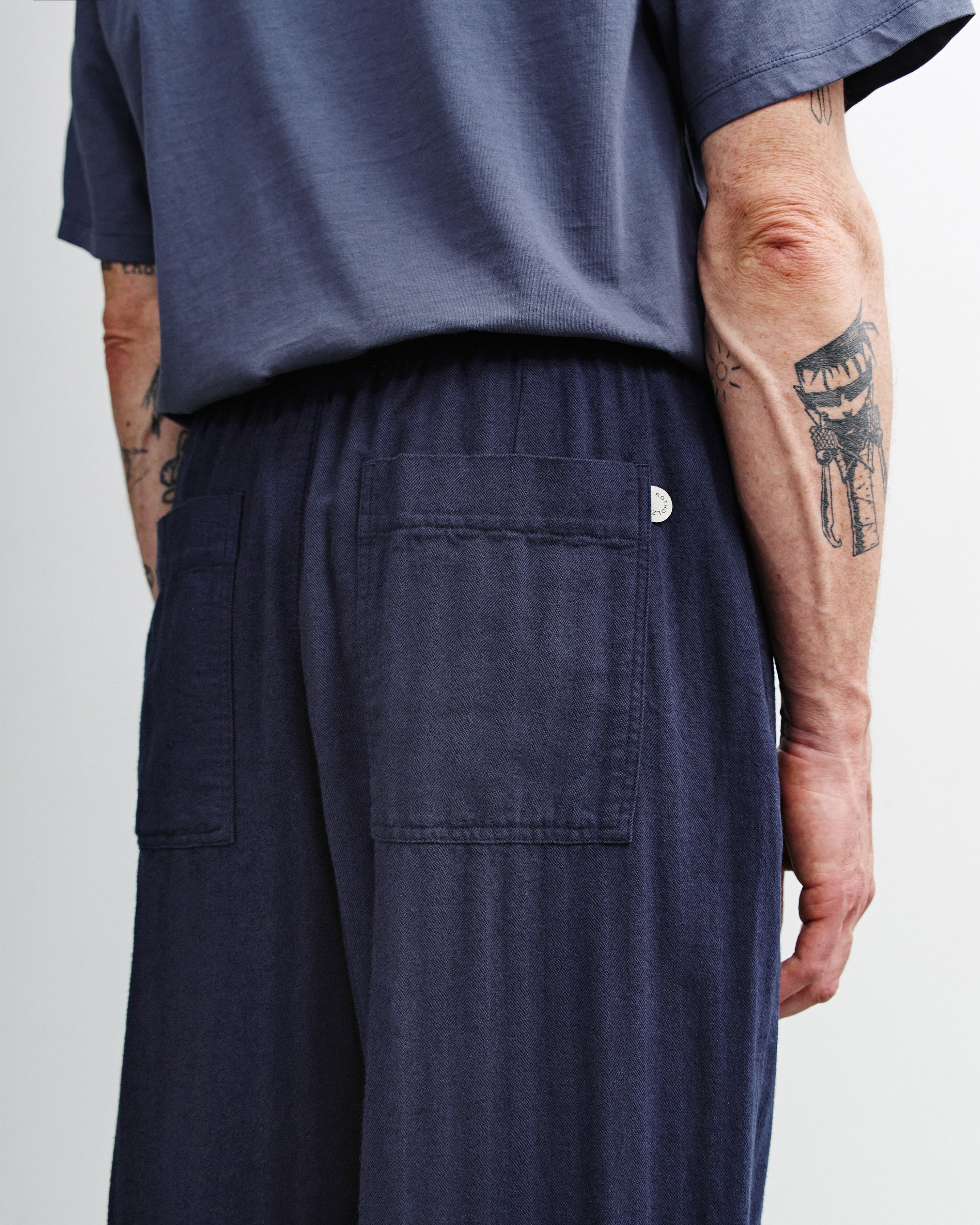 Wide Pleated Trousers Organic Cotton - Blue