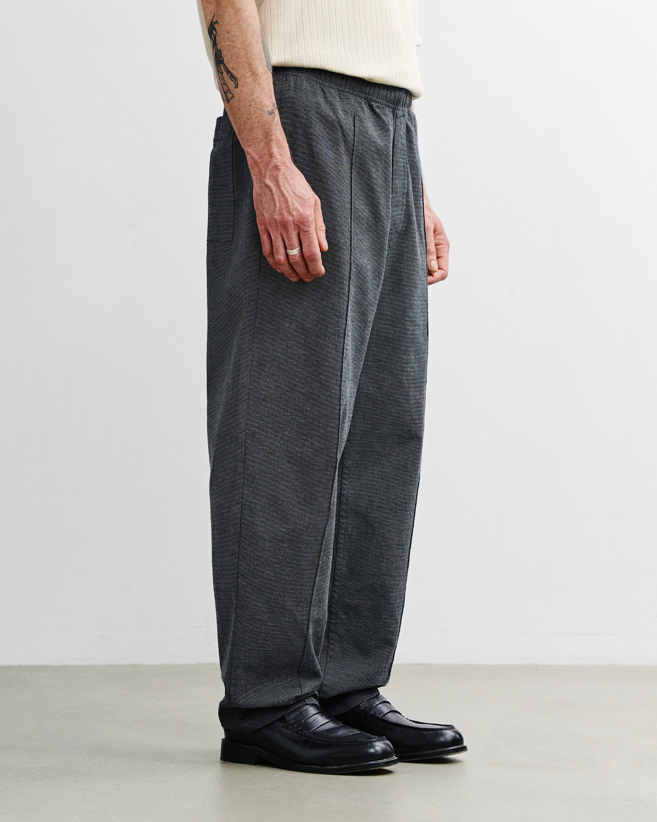 Wide Pleated Trousers Organic Cotton - Grey Marl