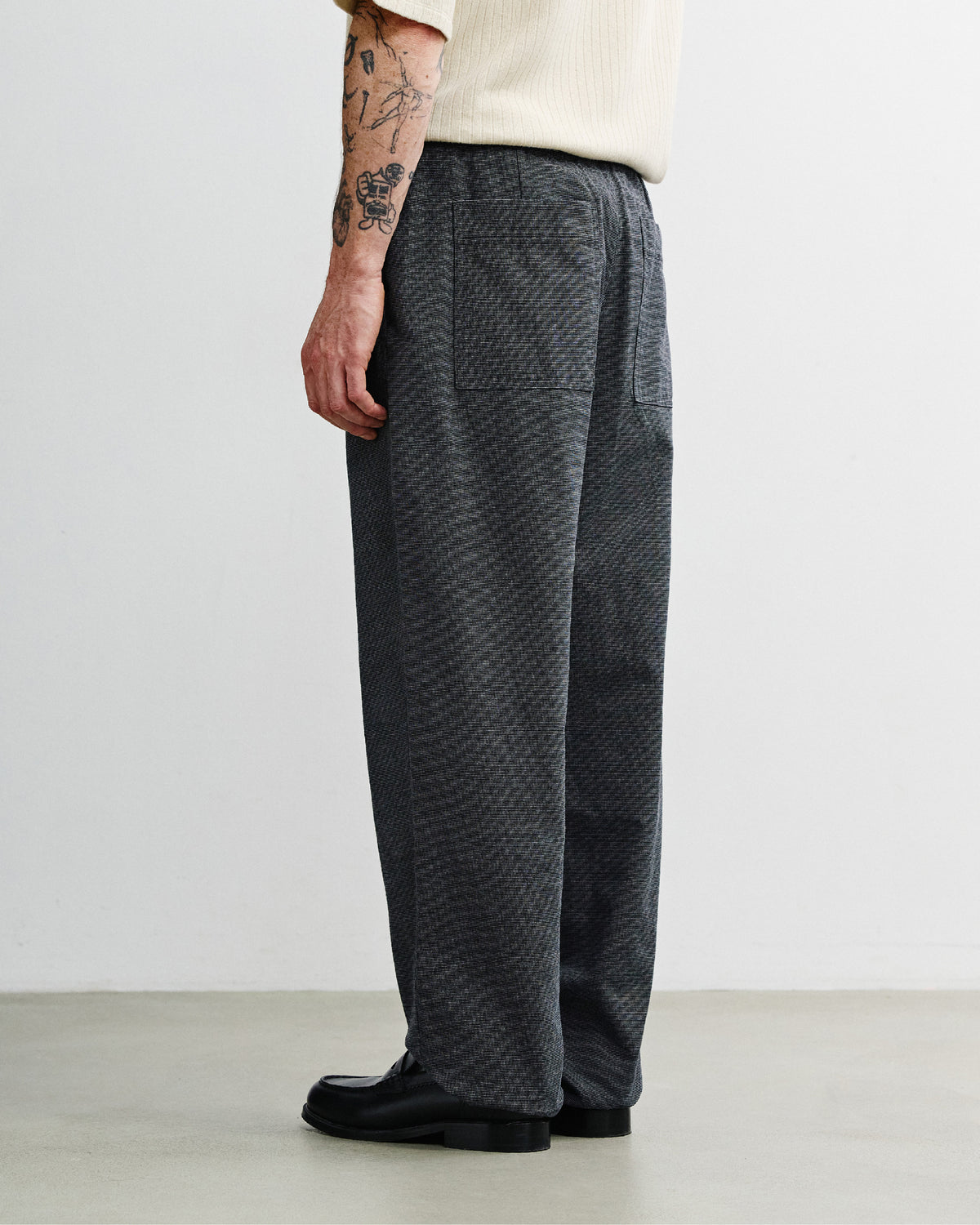 Wide Pleated Trousers Organic Cotton - Grey Marl