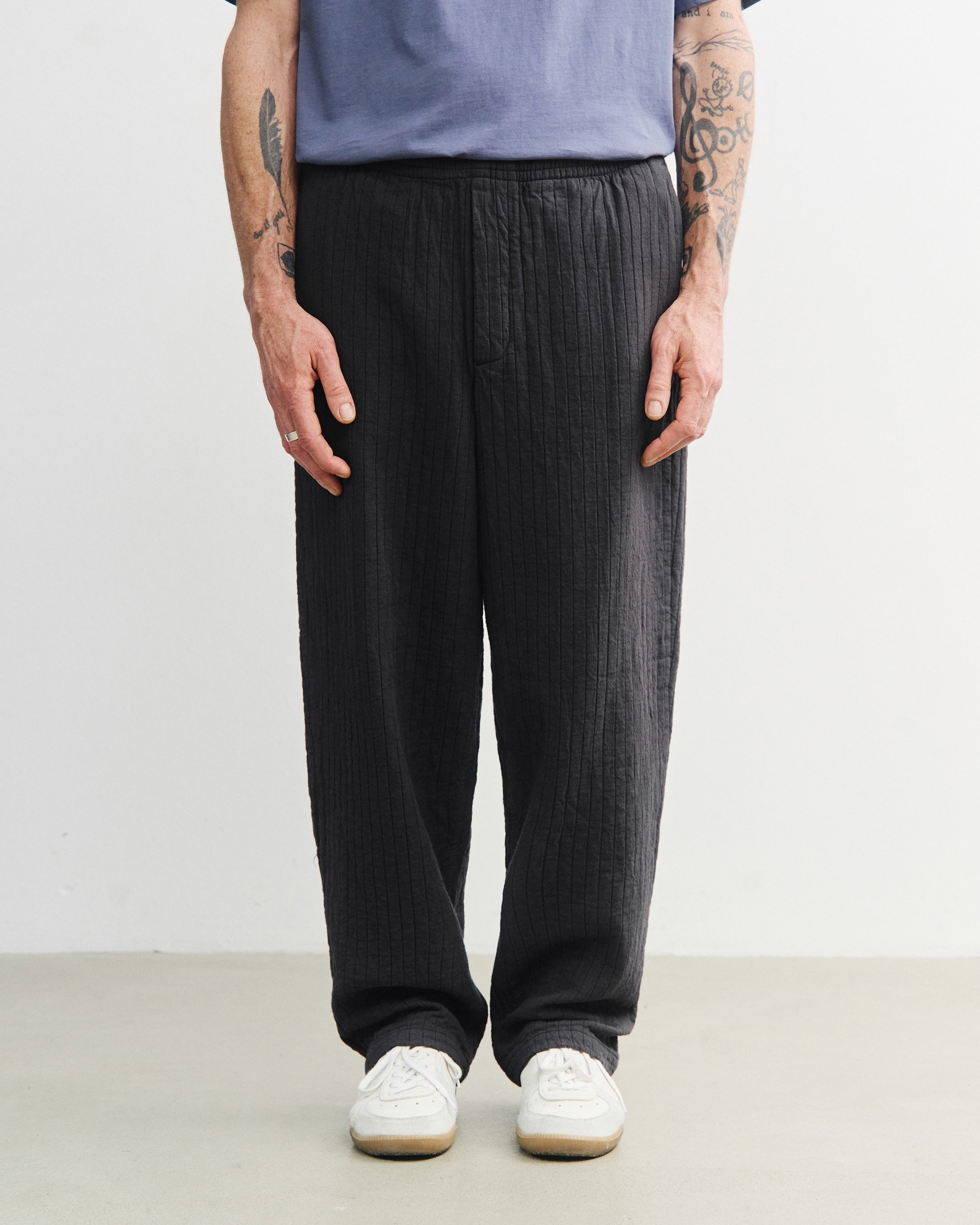 Wide Ribbed Organic Cotton Trousers - Anthracite
