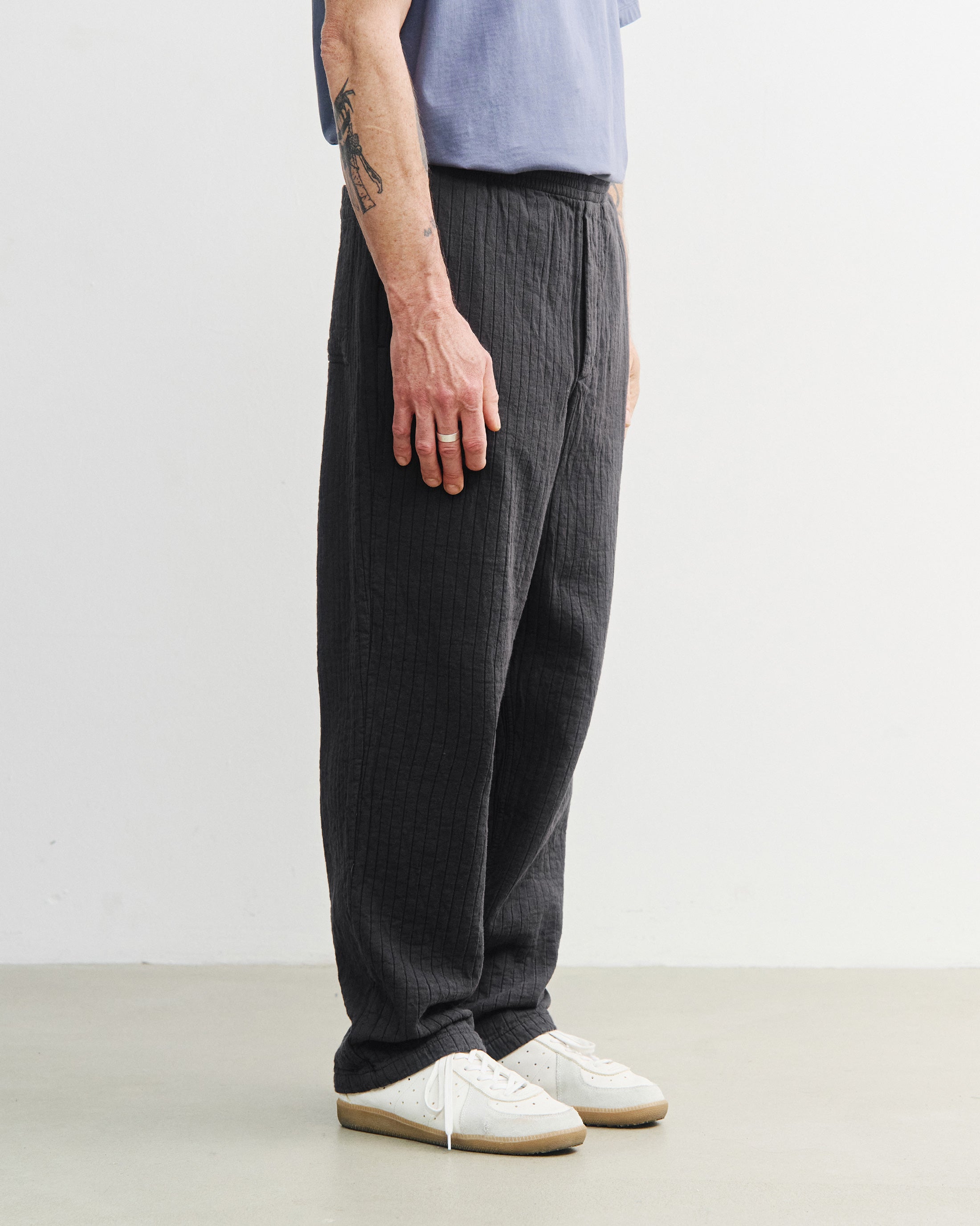 Wide Ribbed Organic Cotton Trousers - Anthracite