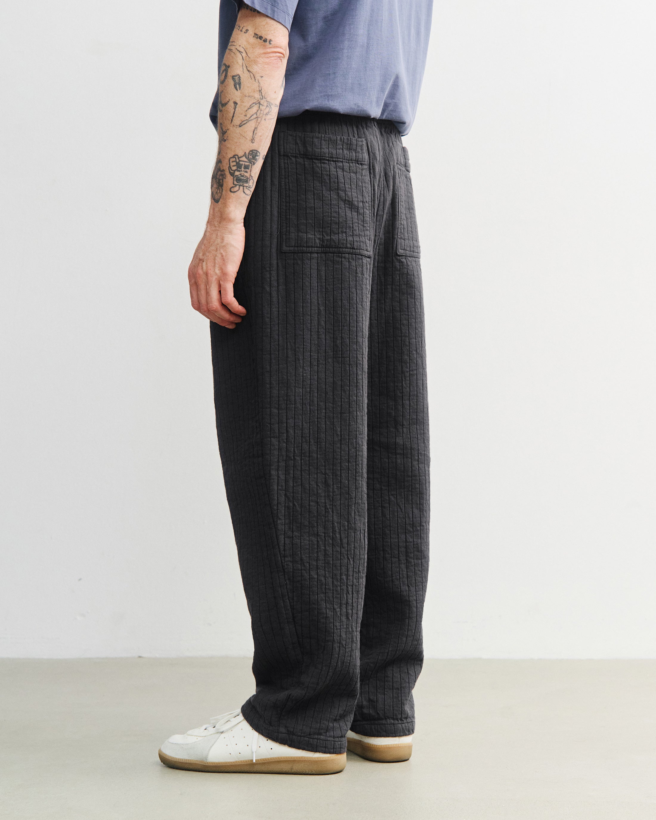 Wide Ribbed Organic Cotton Trousers - Anthracite