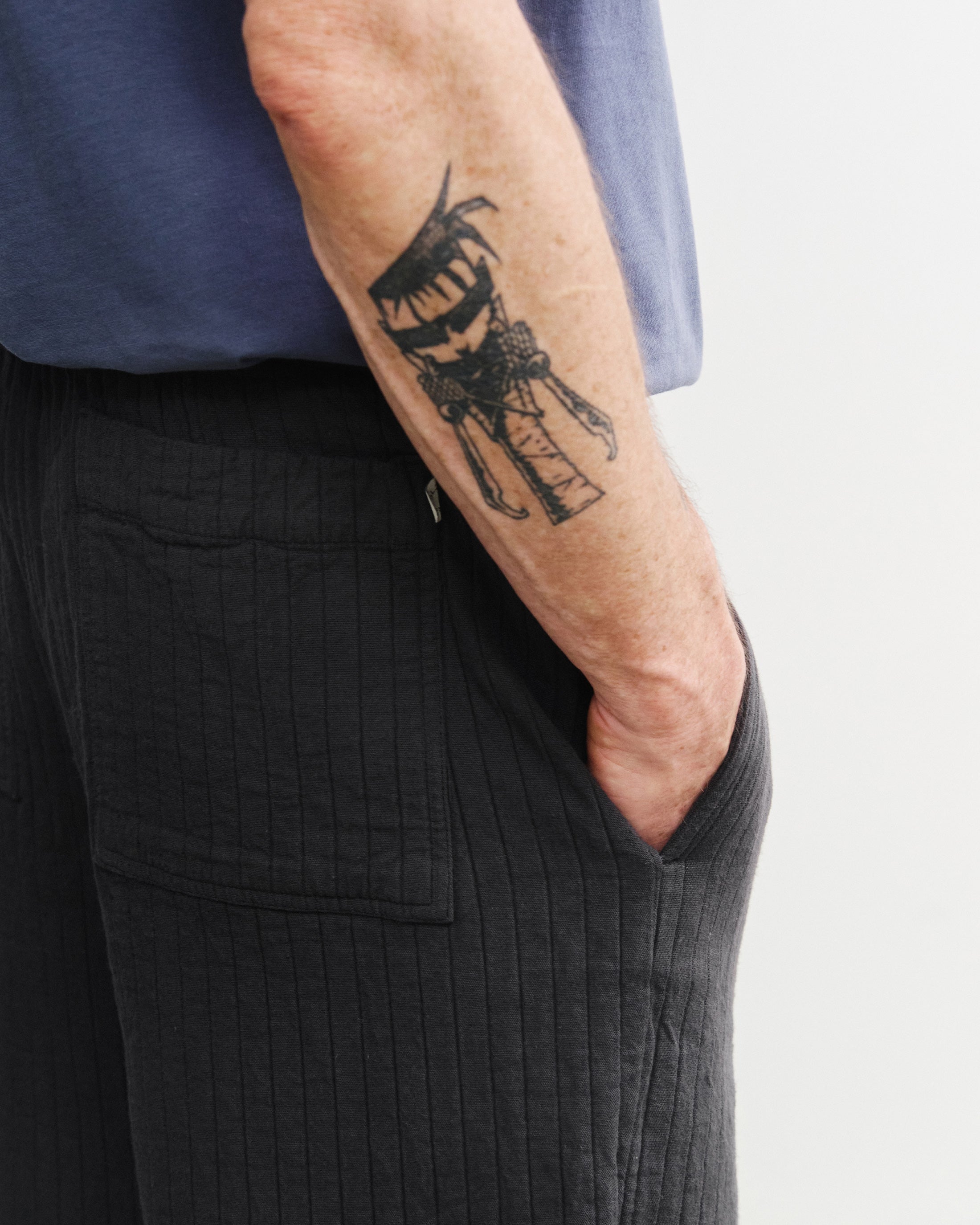 Wide Ribbed Organic Cotton Trousers - Anthracite