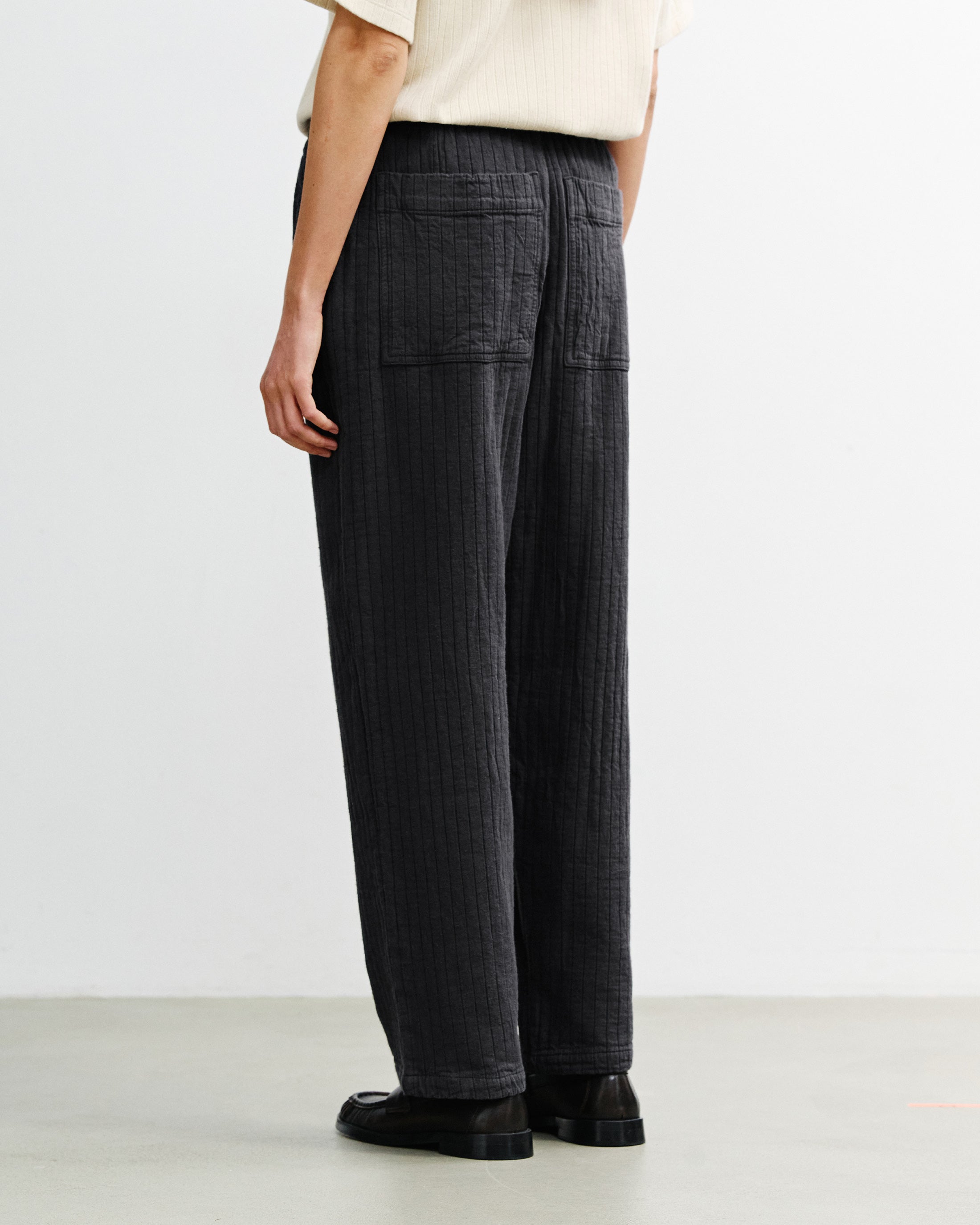 Wide Ribbed Organic Cotton Trousers - Anthracite