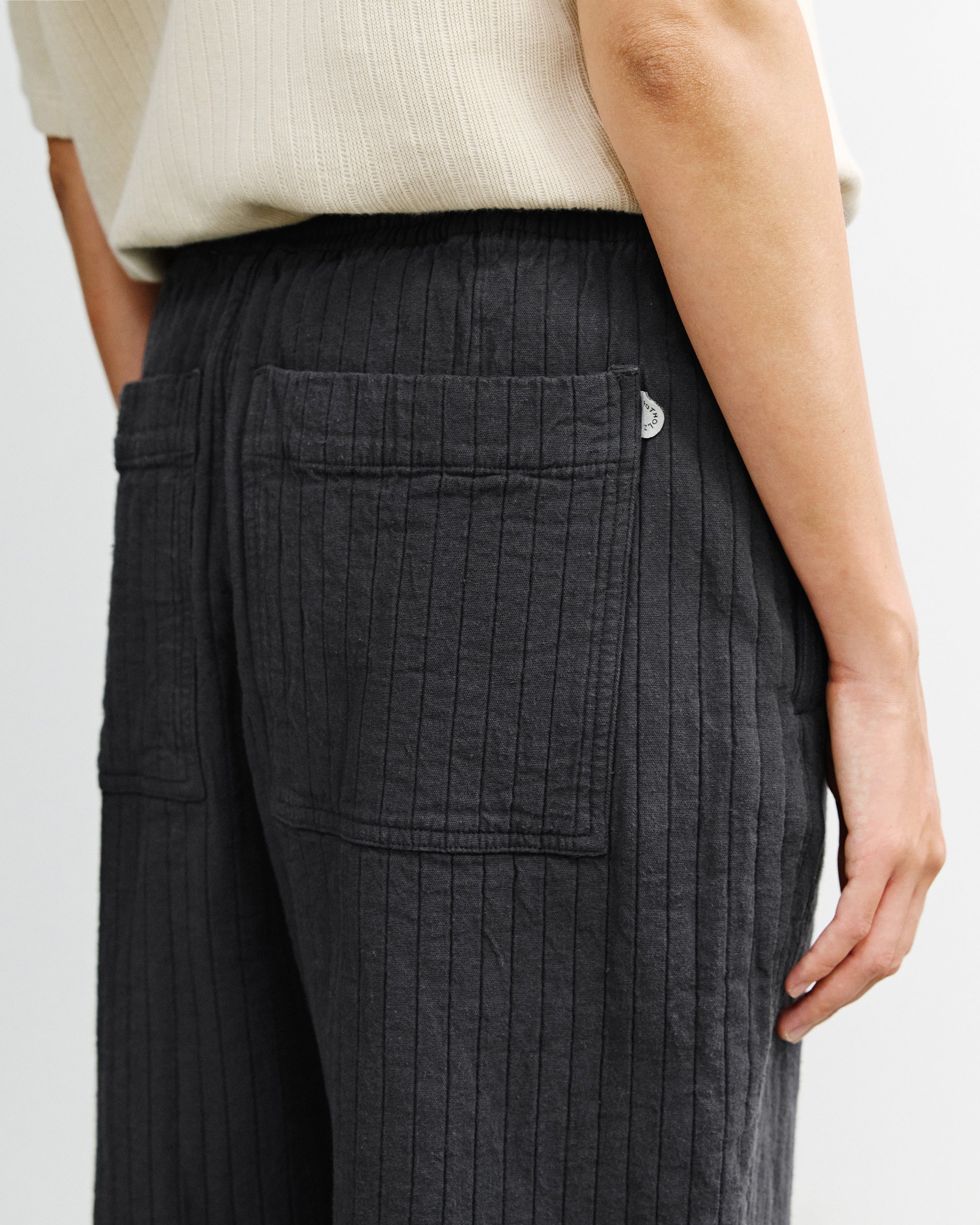 Wide Ribbed Organic Cotton Trousers - Anthracite
